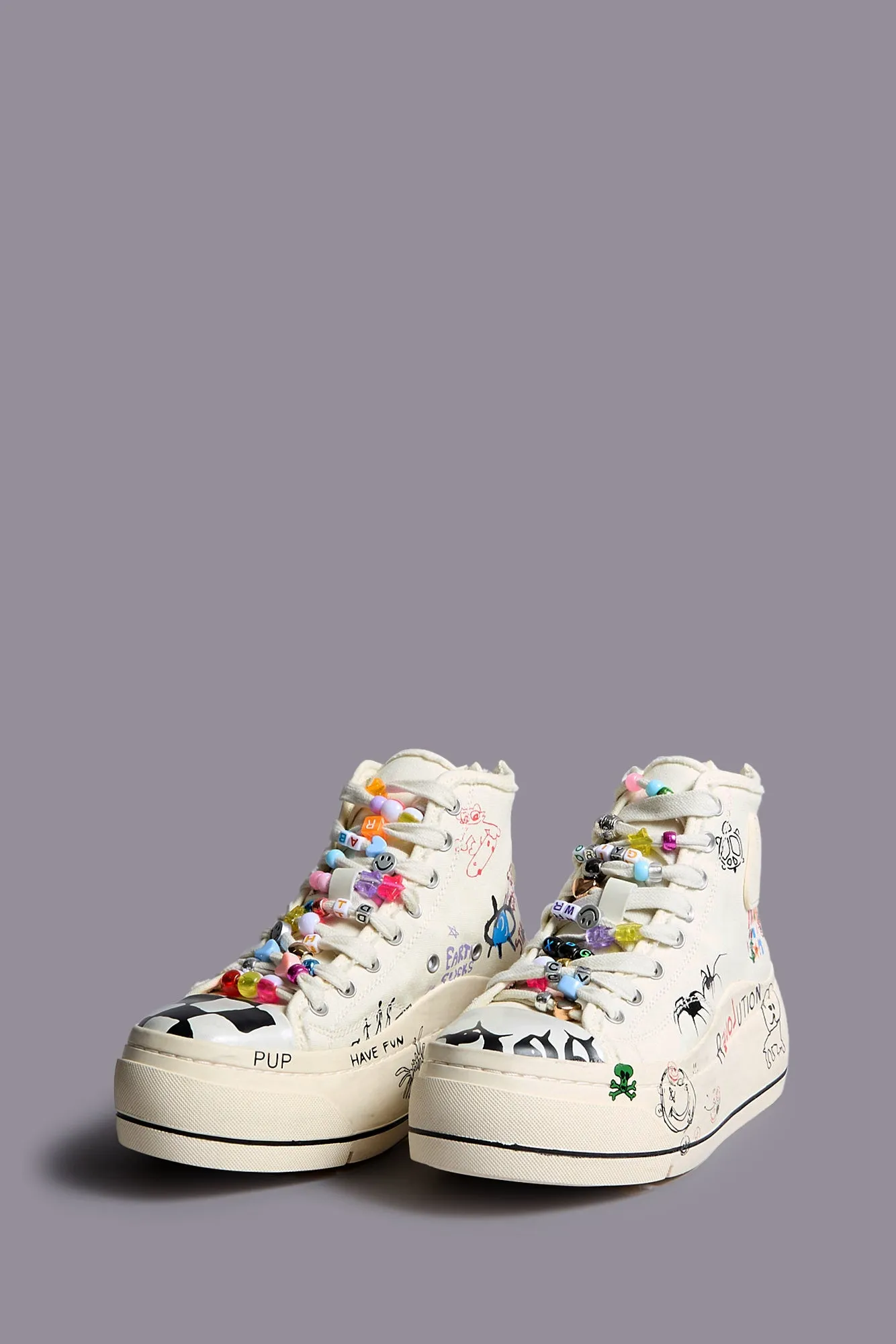 KURT HIGH TOP SNEAKER - ECRU W/ SCRIBBLES sold by R13 product image thumbnail 4