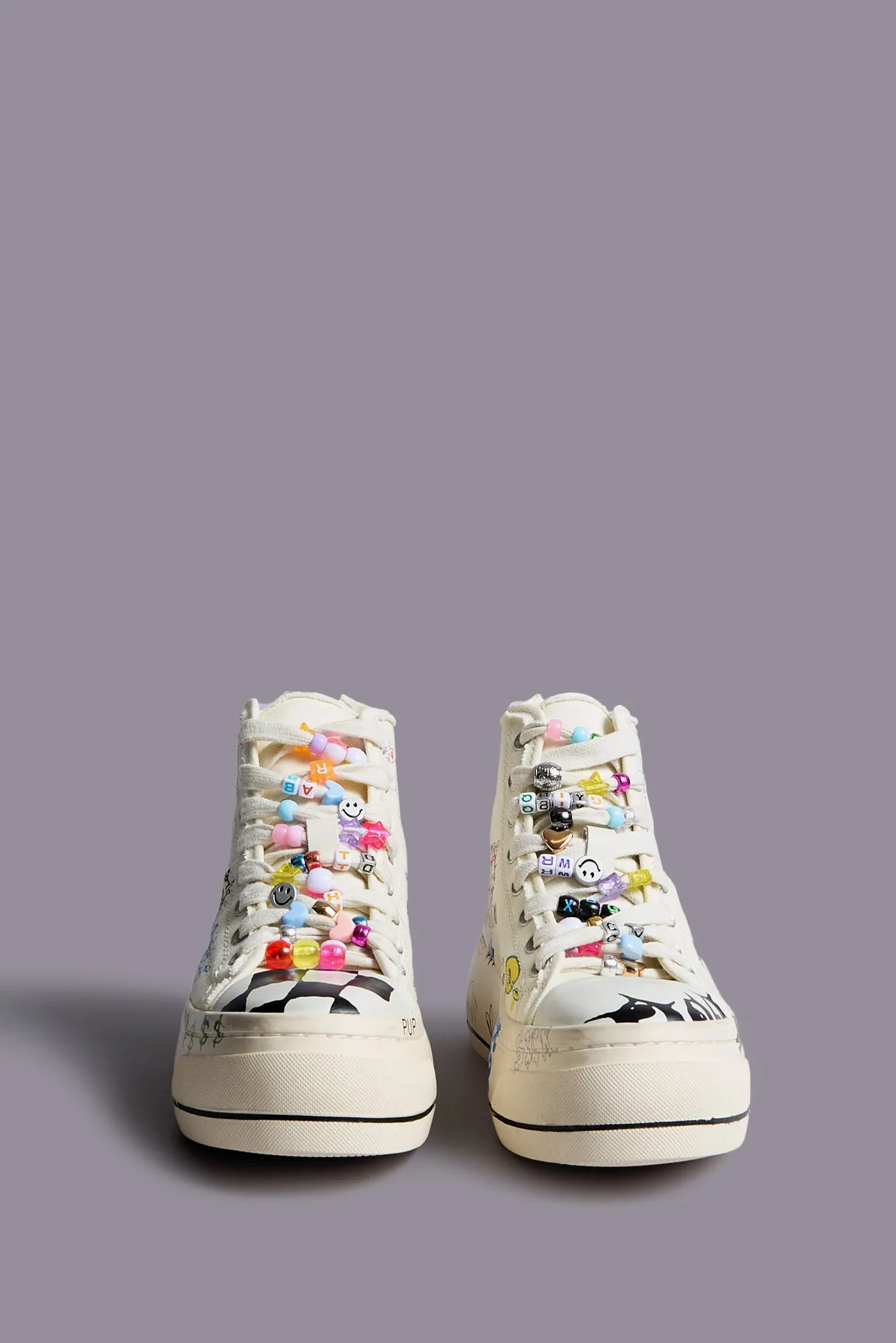 KURT HIGH TOP SNEAKER - ECRU W/ SCRIBBLES sold by R13 product image thumbnail 2