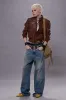 SHRUNKEN ZIP-UP LEATHER JACKET - BROWN sold by R13