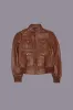 SHRUNKEN ZIP-UP LEATHER JACKET - BROWN sold by R13