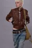 SHRUNKEN ZIP-UP LEATHER JACKET - BROWN sold by R13