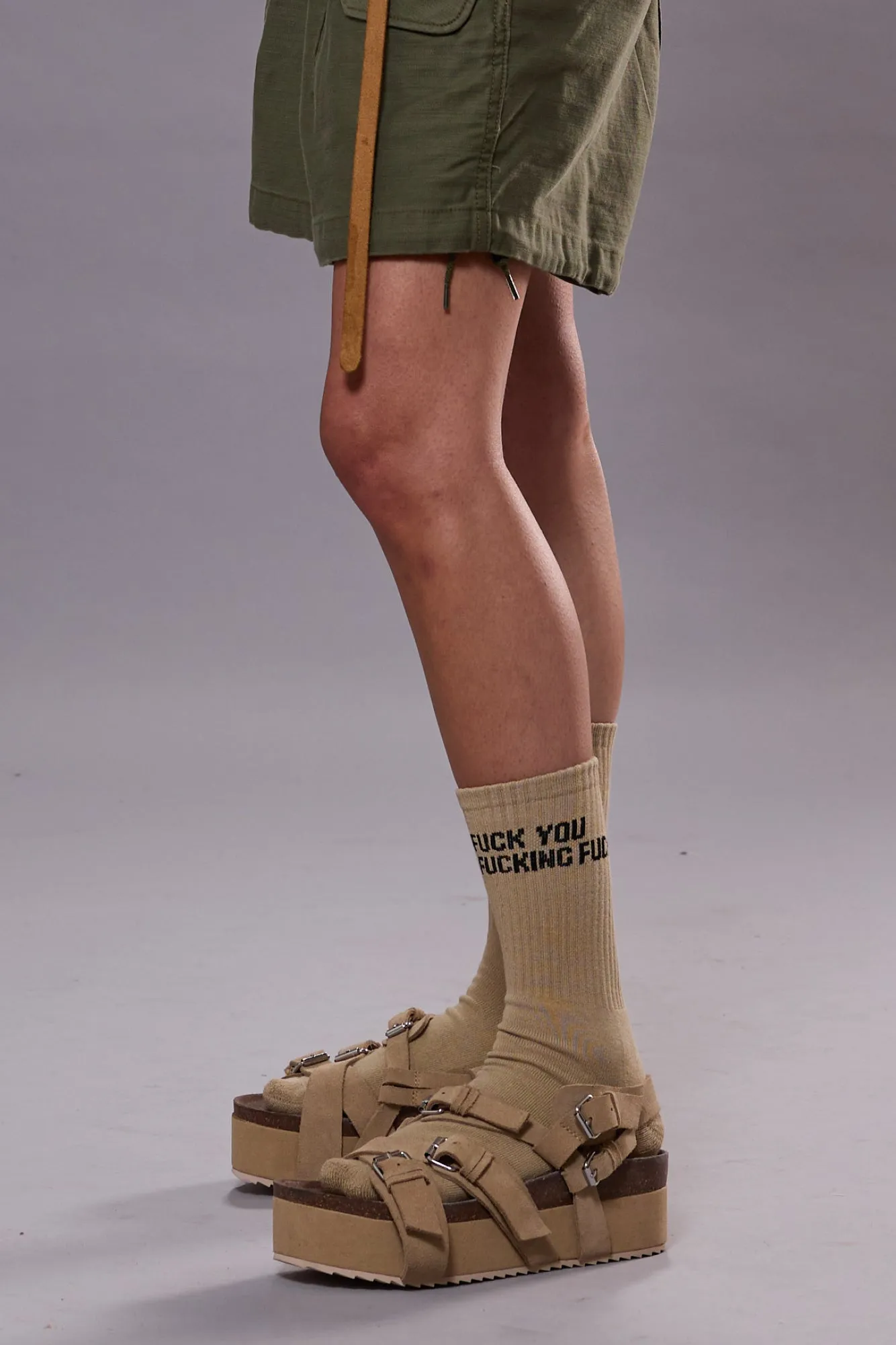 PLATFORM SANDAL - KHAKI sold by R13