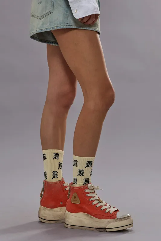 KURT HIGH TOP SNEAKER - ORANGE / LIGHT BLUE sold by R13