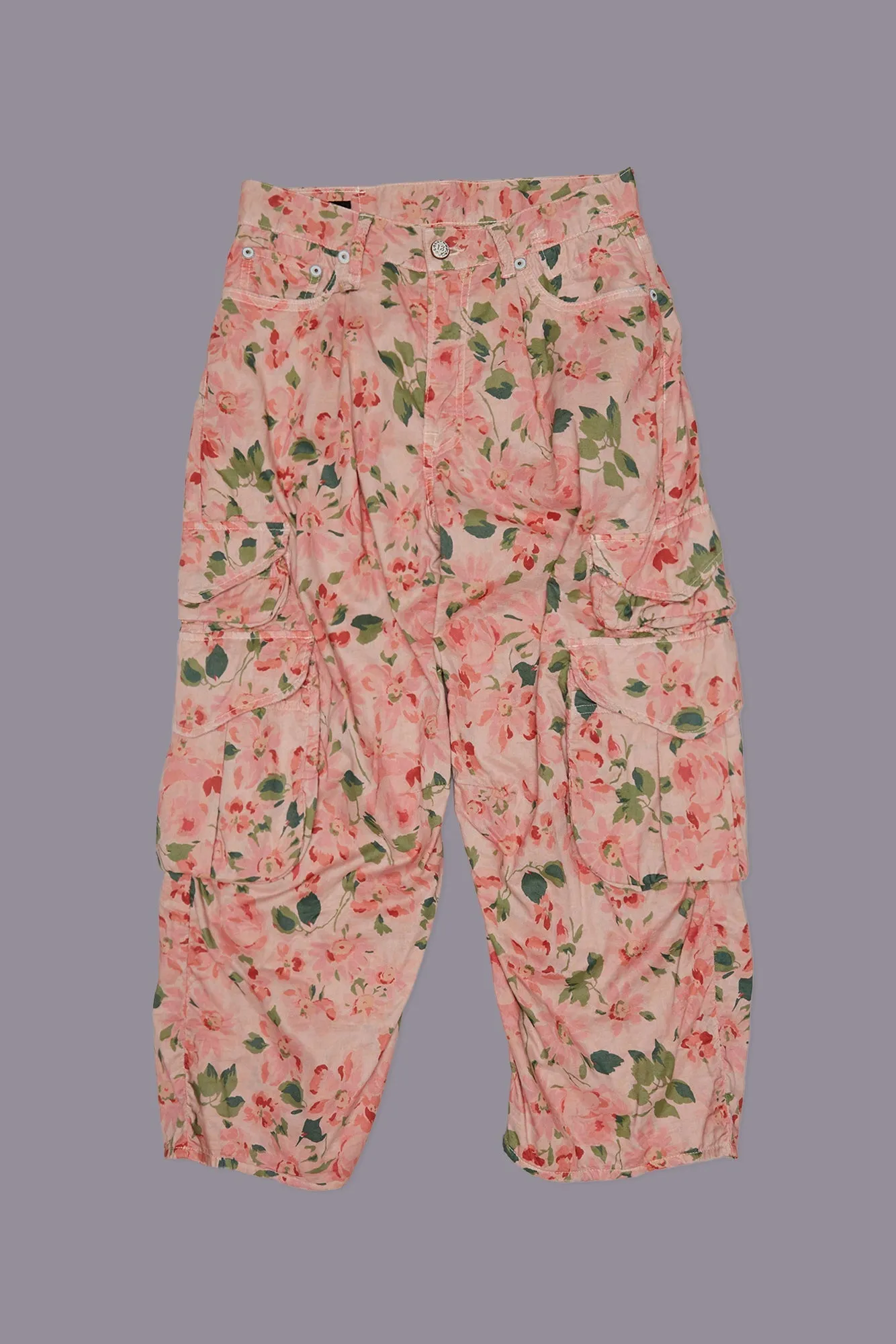 CROPPED MULTI POCKET CARGO - PINK LAYERED FLORAL sold by R13 product image thumbnail 3