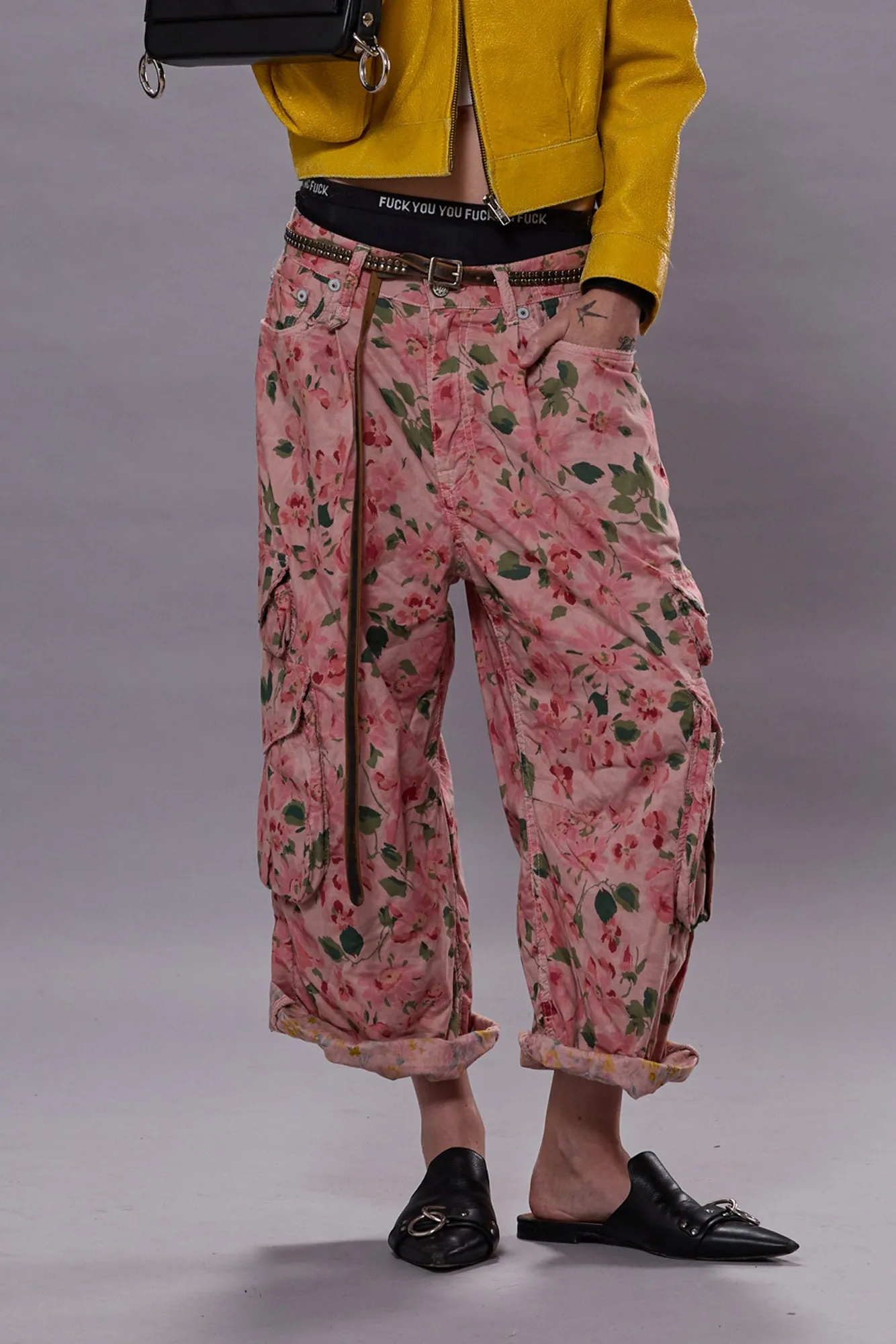 CROPPED MULTI POCKET CARGO - PINK LAYERED FLORAL sold by R13 product image thumbnail 2