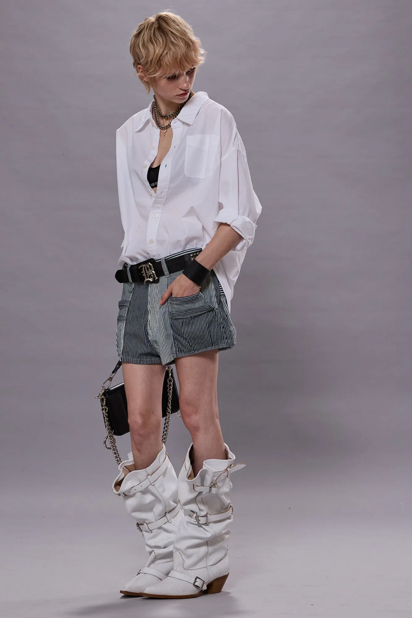 D'ARCY UTILITY SHORT - MULTI STRIPE RAILROAD sold by R13 product image thumbnail 2