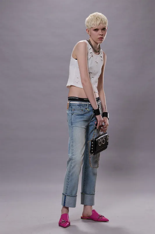 CUFFED BOY STRAIGHT - ELROY SELVEDGE BLUE sold by R13