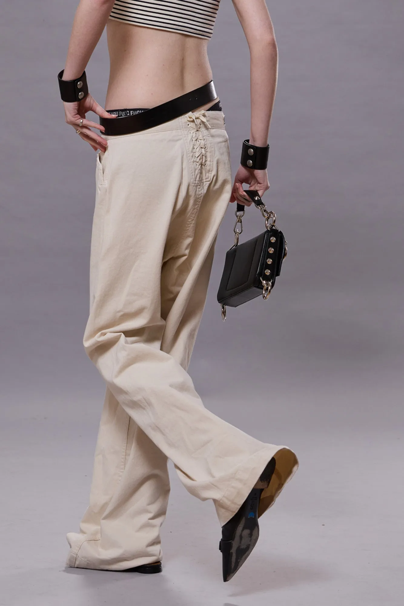 LACE BACK SAILOR PANT - NATURAL SLUBBY TWILL sold by R13 product image thumbnail 3