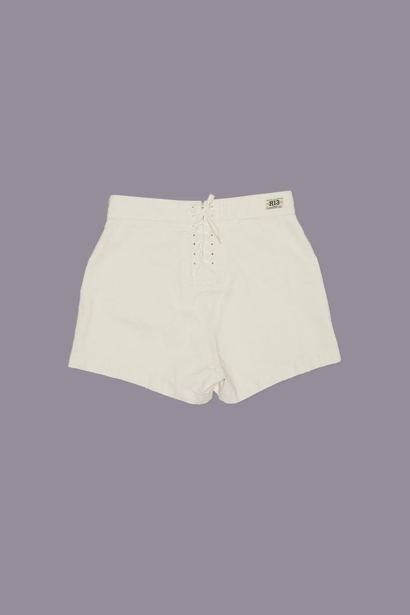 LACE BACK SAILOR SHORT - NATURAL SLUBBY TWILL sold by R13 product image thumbnail 4