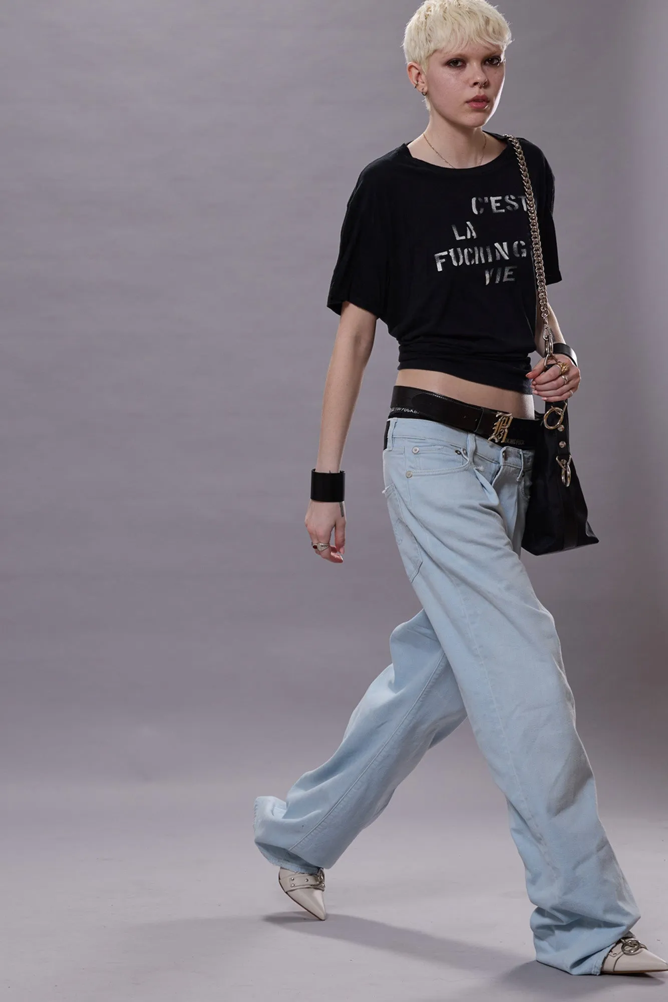 DAMON PLEATED WIDE LEG JEAN - FADED BLUE STRETCH sold by R13 product image thumbnail 2