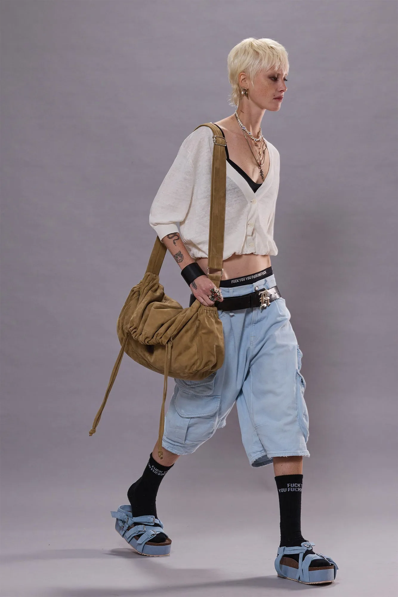 BERMUDA CARGO SHORT - FADED BLUE STRETCH sold by R13