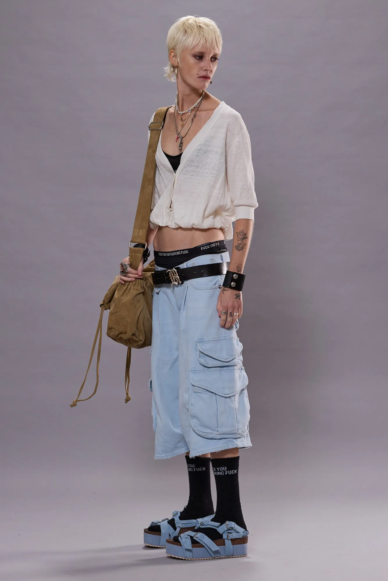 BERMUDA CARGO SHORT - FADED BLUE STRETCH sold by R13 product image thumbnail 2