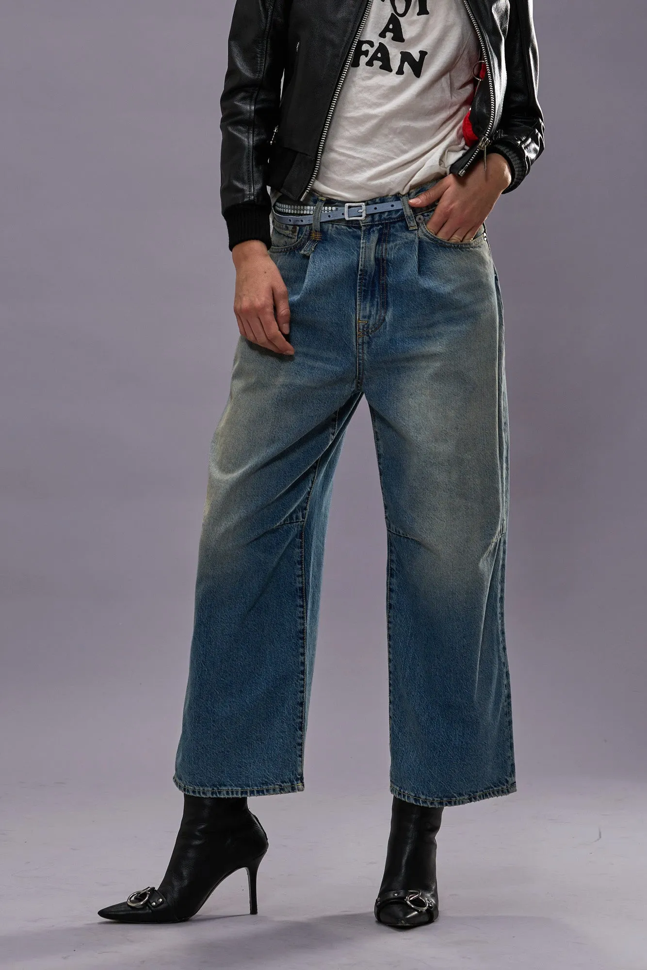 CROP WIDE LEG JEAN - VEILED BLUE sold by R13