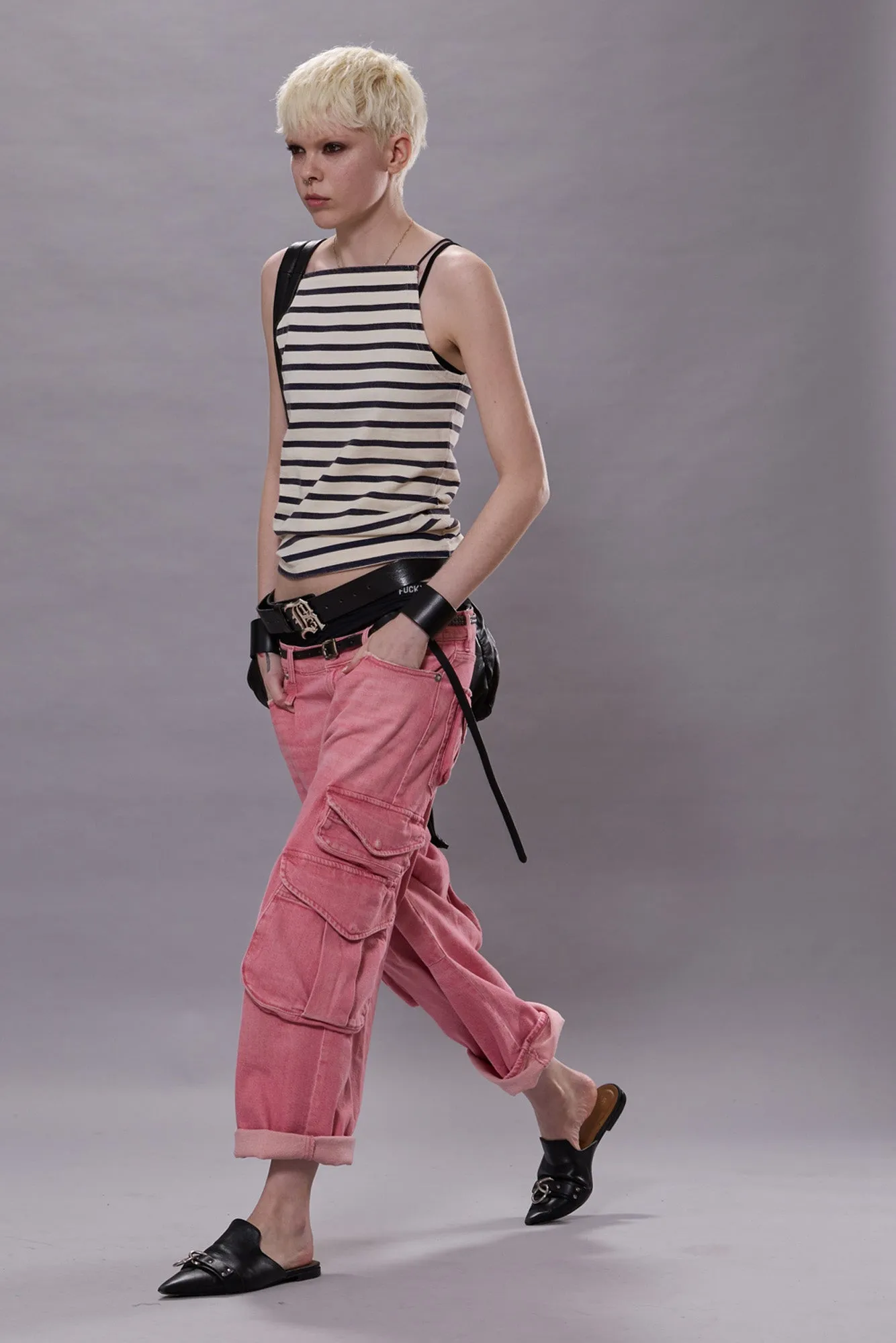 CROPPED MULTI POCKET CARGO - CORAL STRETCH sold by R13 product image thumbnail 3