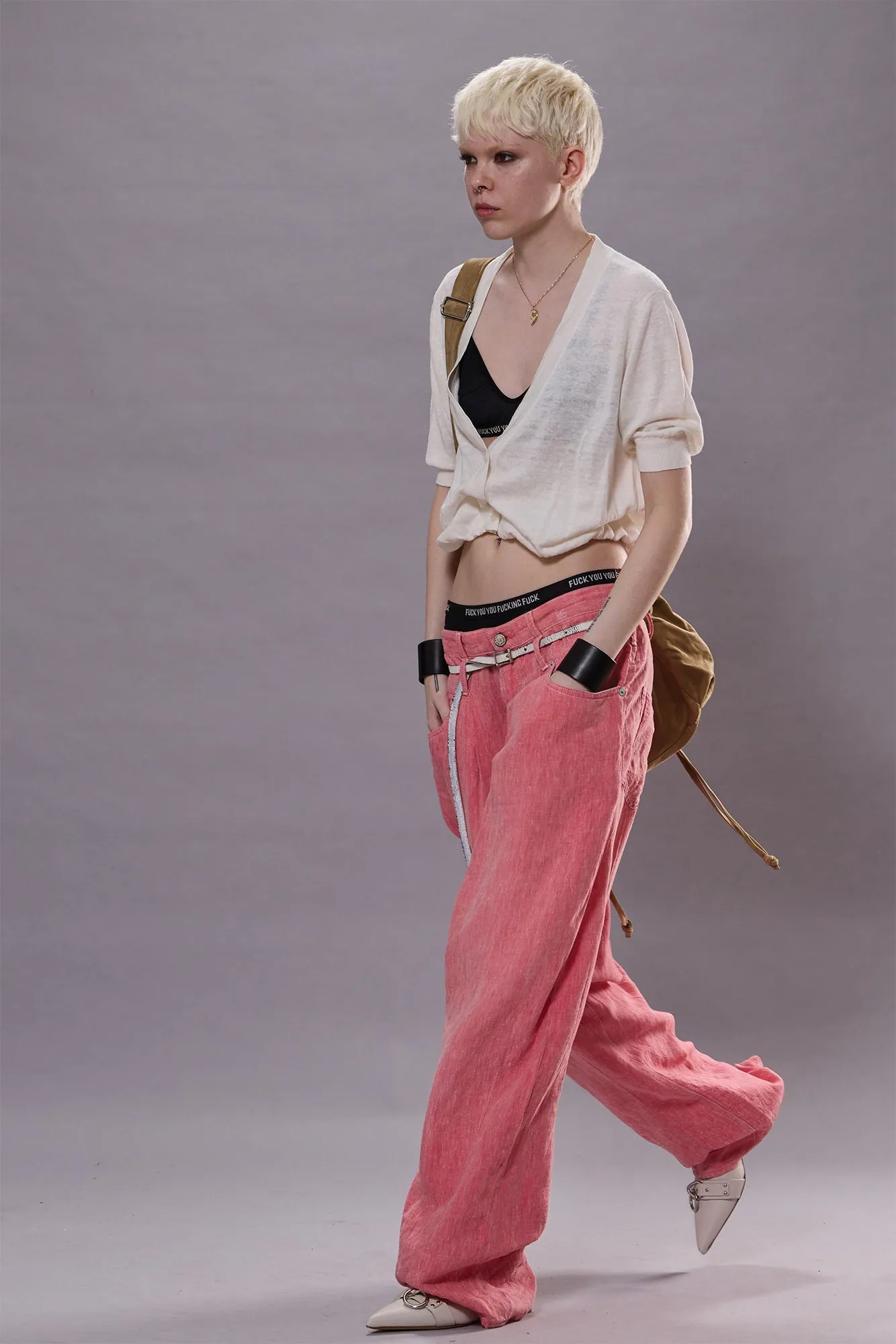 DOUBLE LOOP VENTI JEAN - CORAL LINEN CHAMBRAY sold by R13