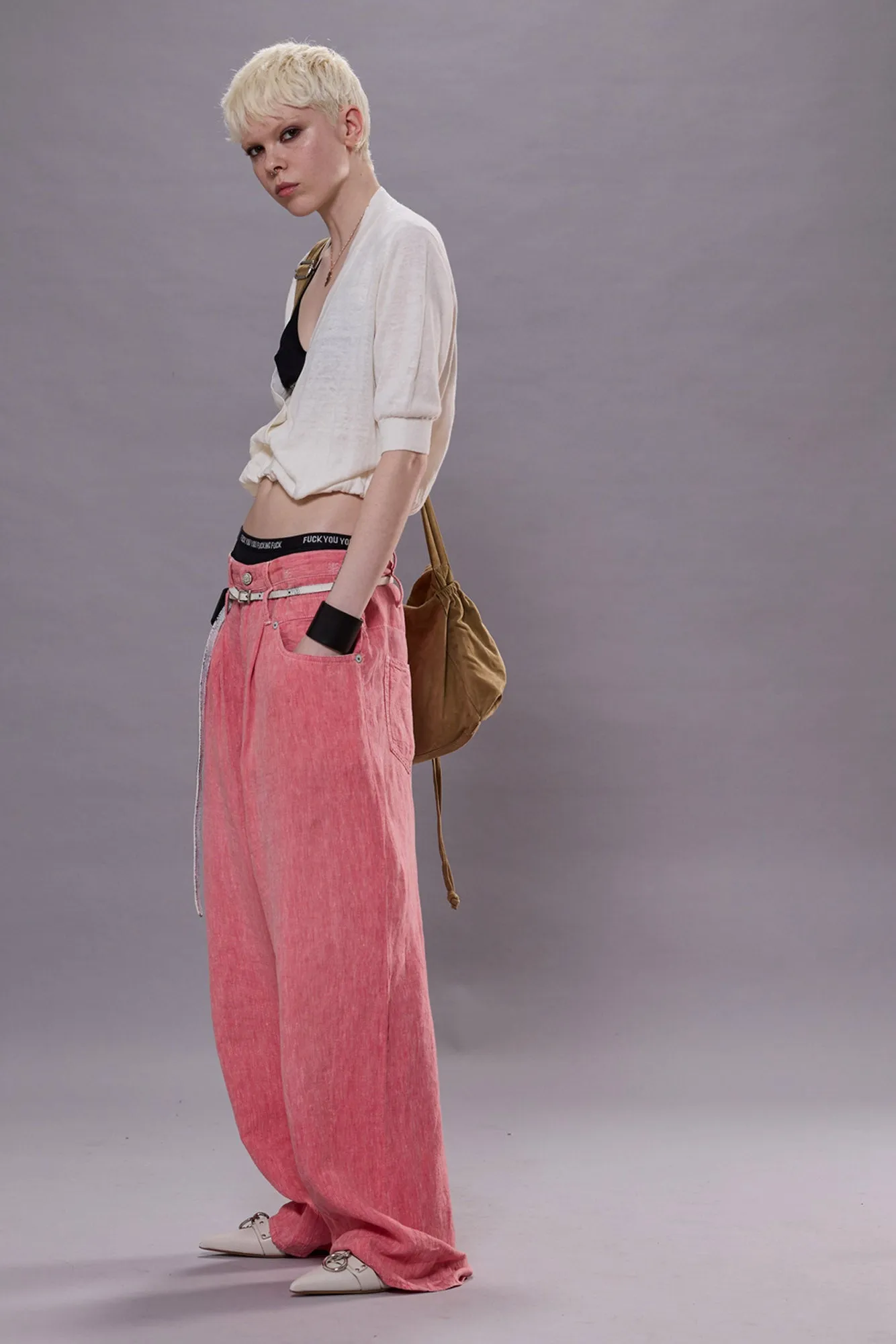 DOUBLE LOOP VENTI JEAN - CORAL LINEN CHAMBRAY sold by R13 product image thumbnail 2