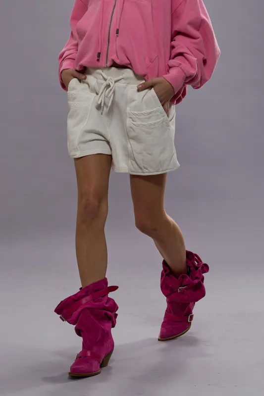 LAYERED POCKET SWEATSHORT - ECRU sold by R13