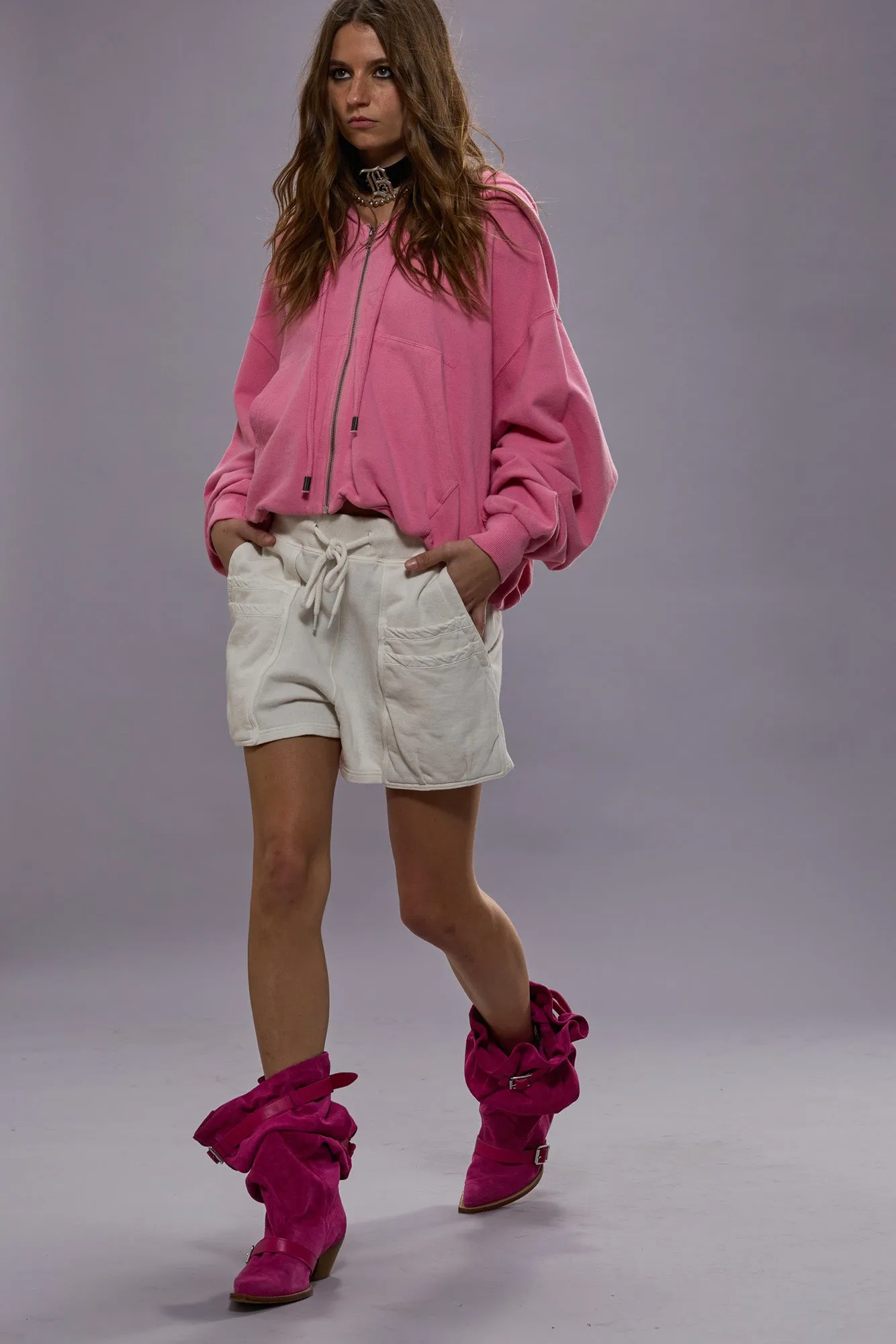 BALLOON ZIP-UP HOODIE - PINK sold by R13 product image thumbnail 2