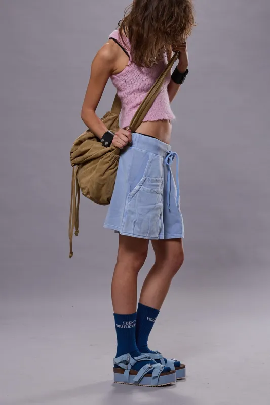 LAYERED POCKET SWEATSHORT - LIGHT BLUE sold by R13