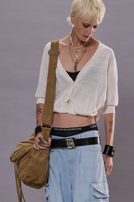 ELBOW SLEEVE BALLOON CARDIGAN - ECRU sold by R13