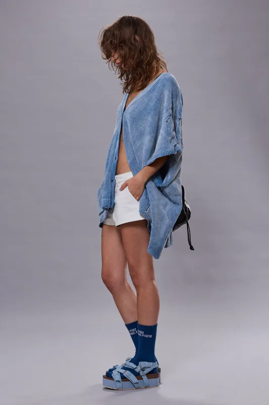 SLEEVELESS BOXY CARDIGAN DRESS - LIGHT BLUE sold by R13