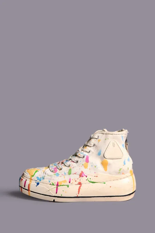 KURT HIGH TOP SNEAKER - ECRU PAINT SPLATTER sold by R13