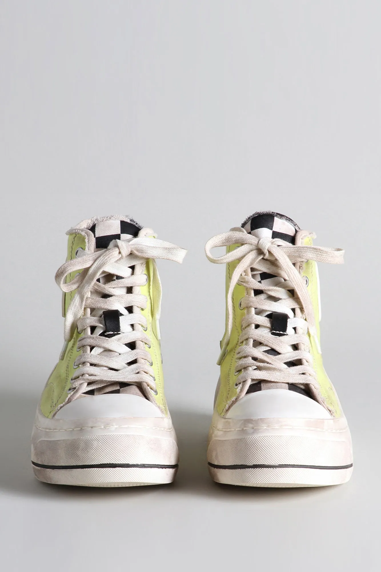 MEN'S KURT HIGH TOP SNEAKER - YELLOW GREEN & CHECKERBOARD sold by R13 product image thumbnail 2