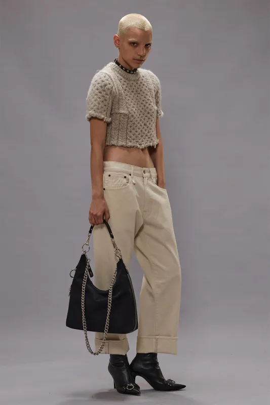 CUFFED X-BOYFRIEND JEAN - BONE WHITE SELVEDGE sold by R13