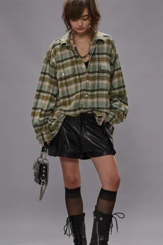 BOYFRIEND SHIRT - TURQUOISE PLAID sold by R13
