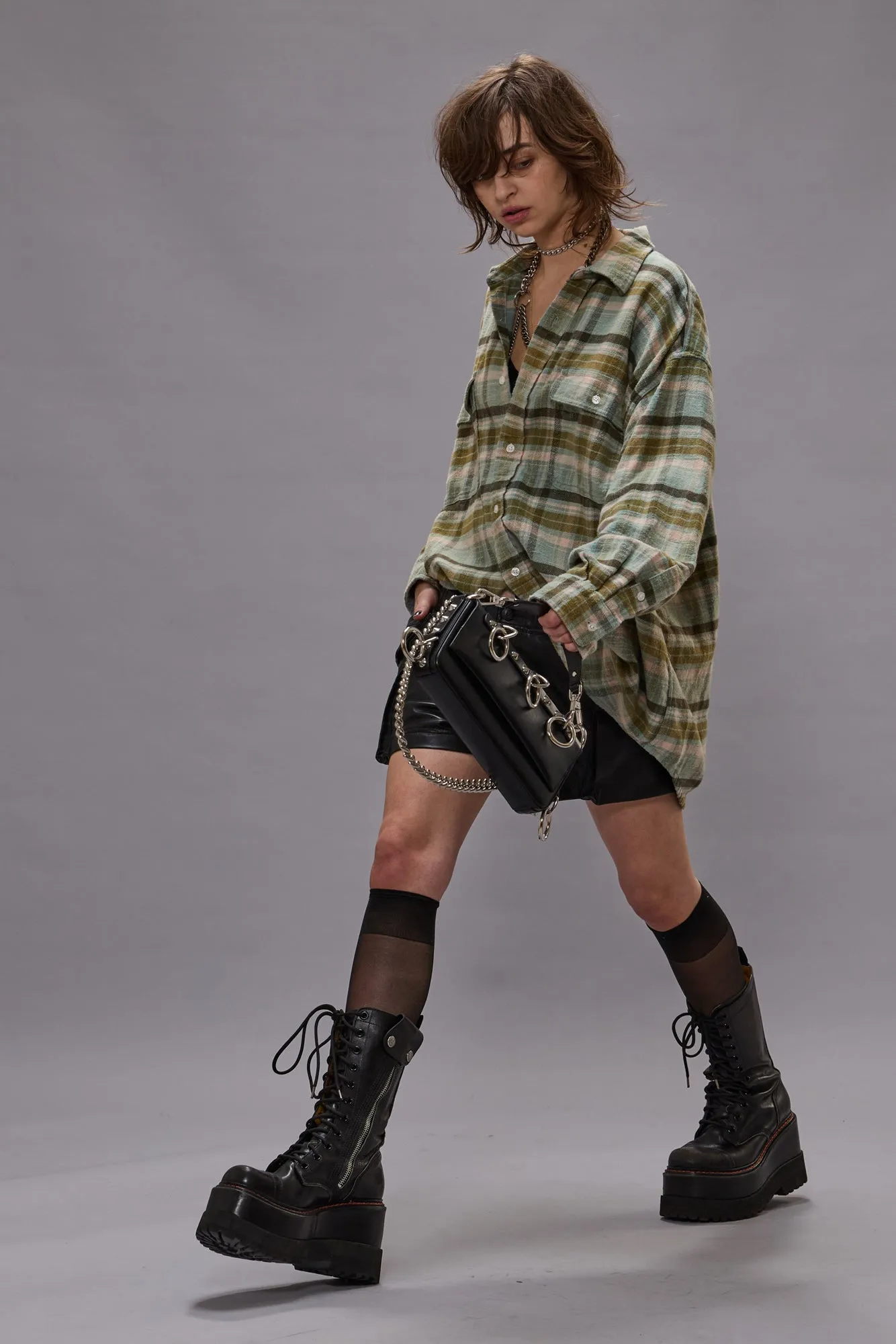 BOYFRIEND SHIRT - TURQUOISE PLAID sold by R13 product image thumbnail 2