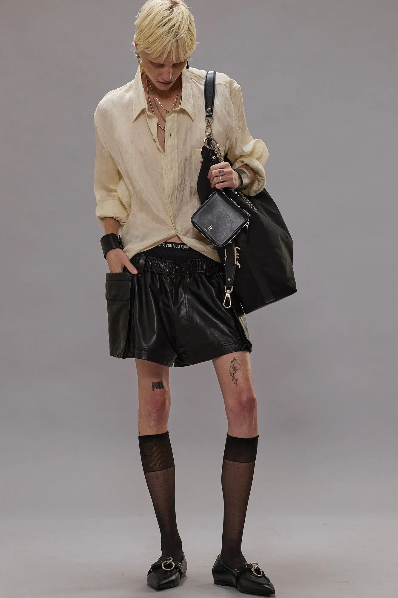 WRAP AROUND SHIRT - CREAM sold by R13