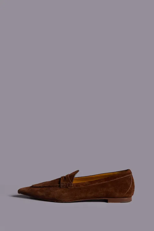 POINTED TOE LOAFER - BROWN SUEDE sold by R13