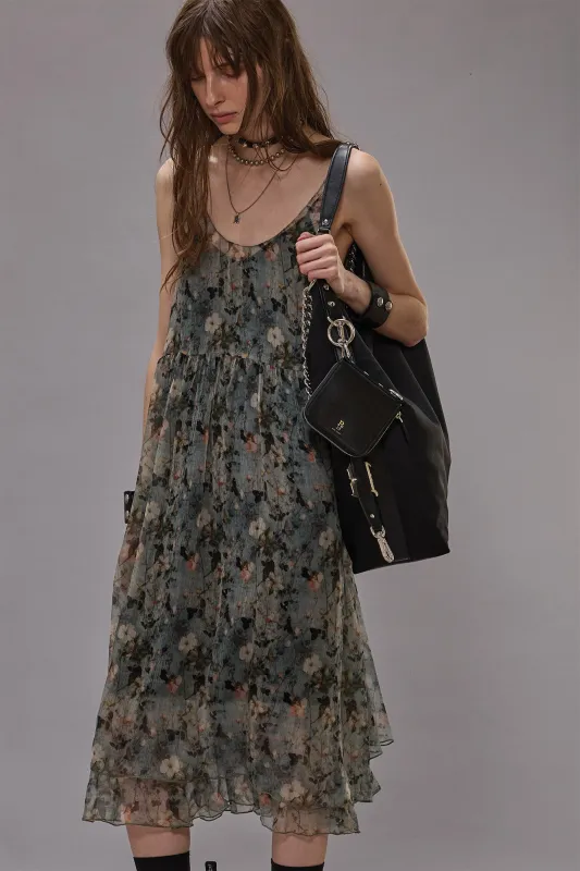 GATHERED TANK DRESS - TURQUOISE FLORAL sold by R13