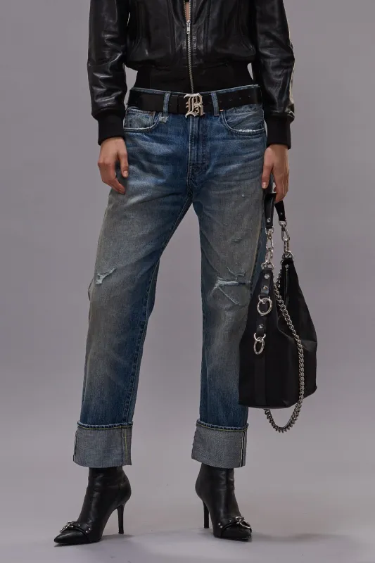 CUFFED BOYFRIEND JEAN - ESTIN SELVEDGE BLUE sold by R13