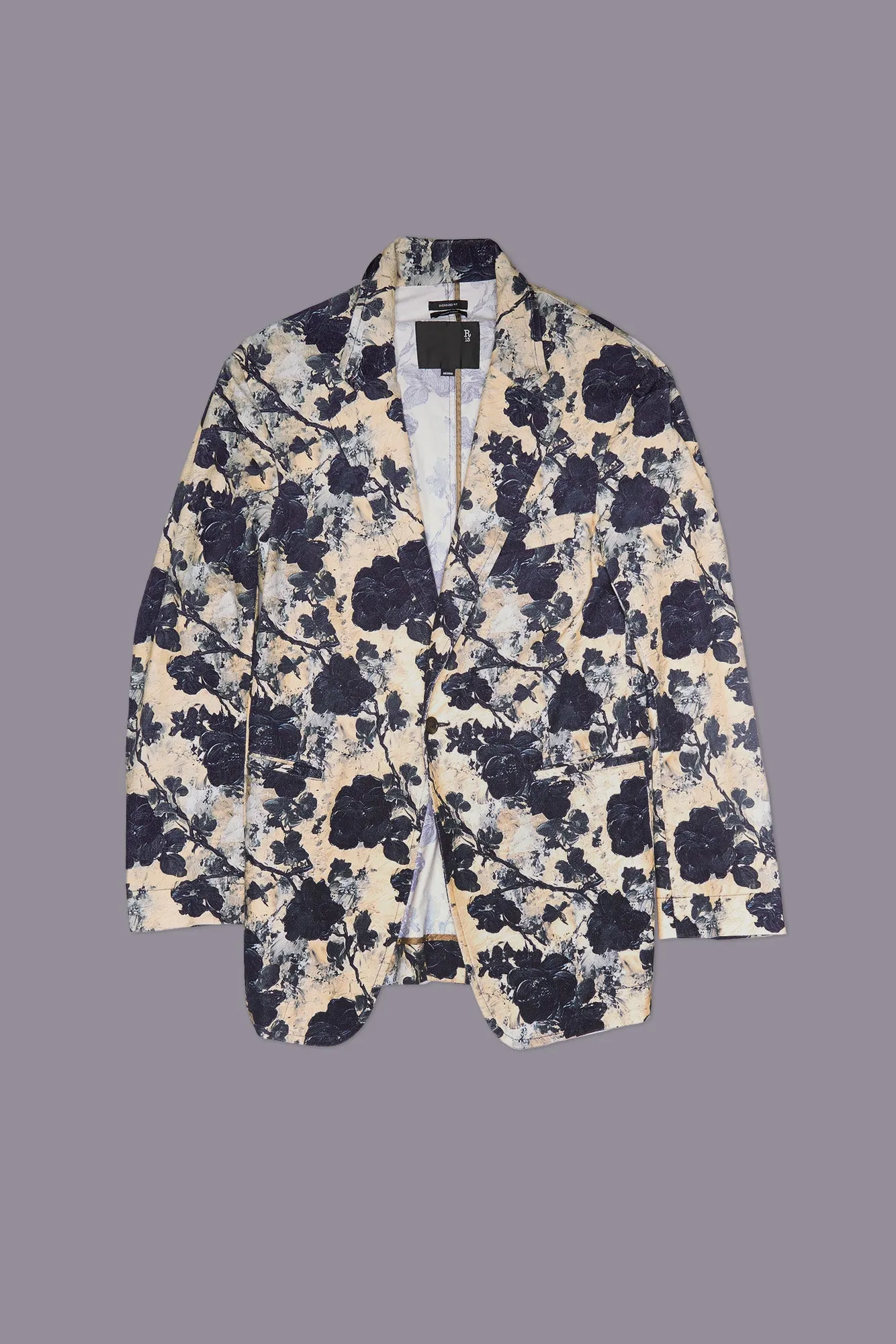 OVERSIZED RAGGED BLAZER - BLACK AND CREAM FLORAL sold by R13 product image thumbnail 3