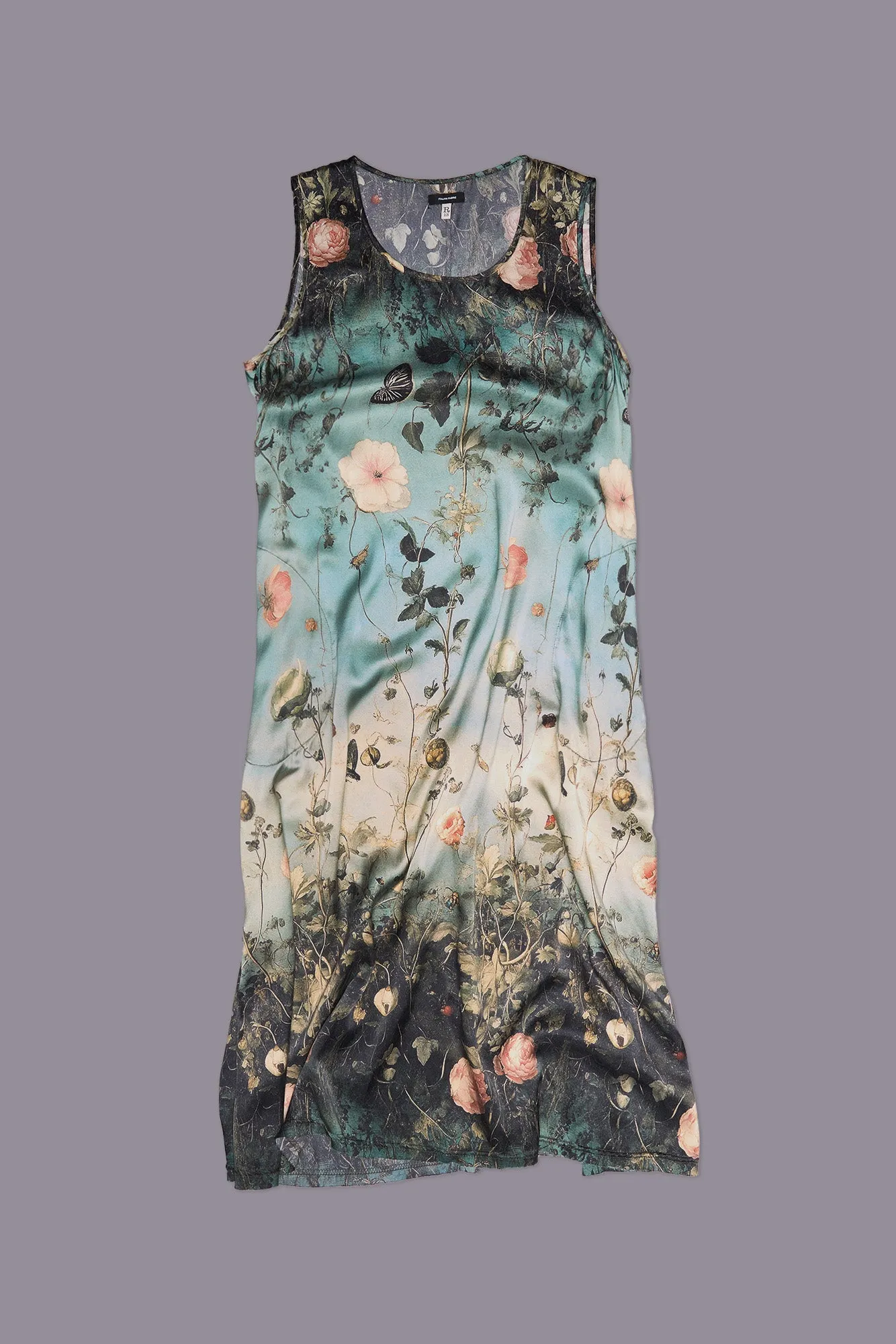 SLEEVELESS MIDI - DIPPED BLACK TURQUOISE FLORAL sold by R13 product image thumbnail 3