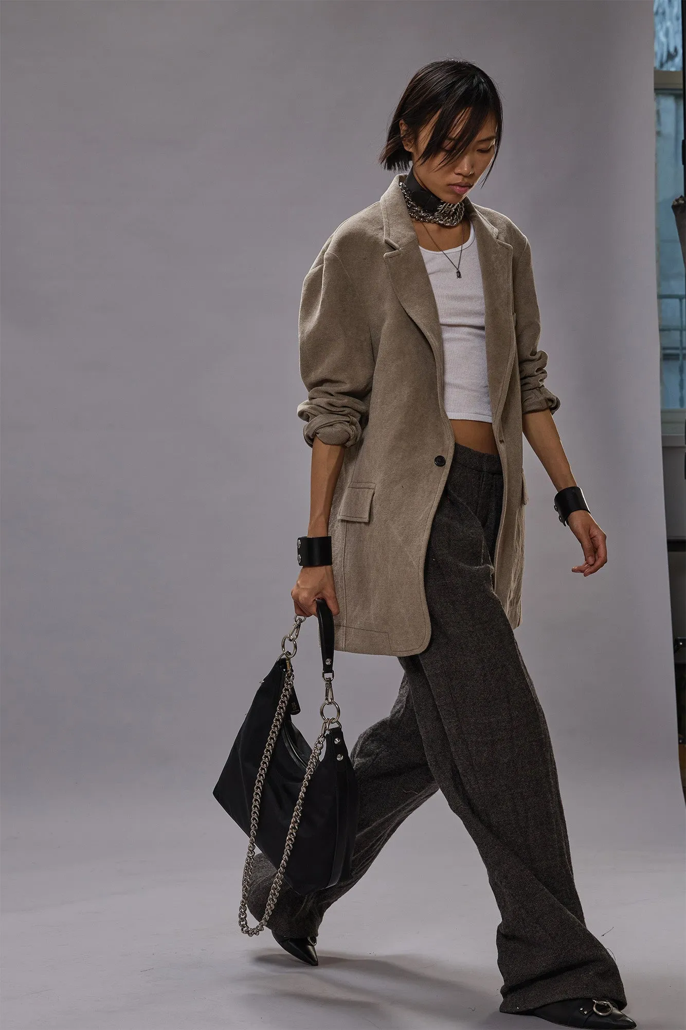 WIDE LEG TROUSER - DARK GREY PLAID sold by R13 product image thumbnail 2