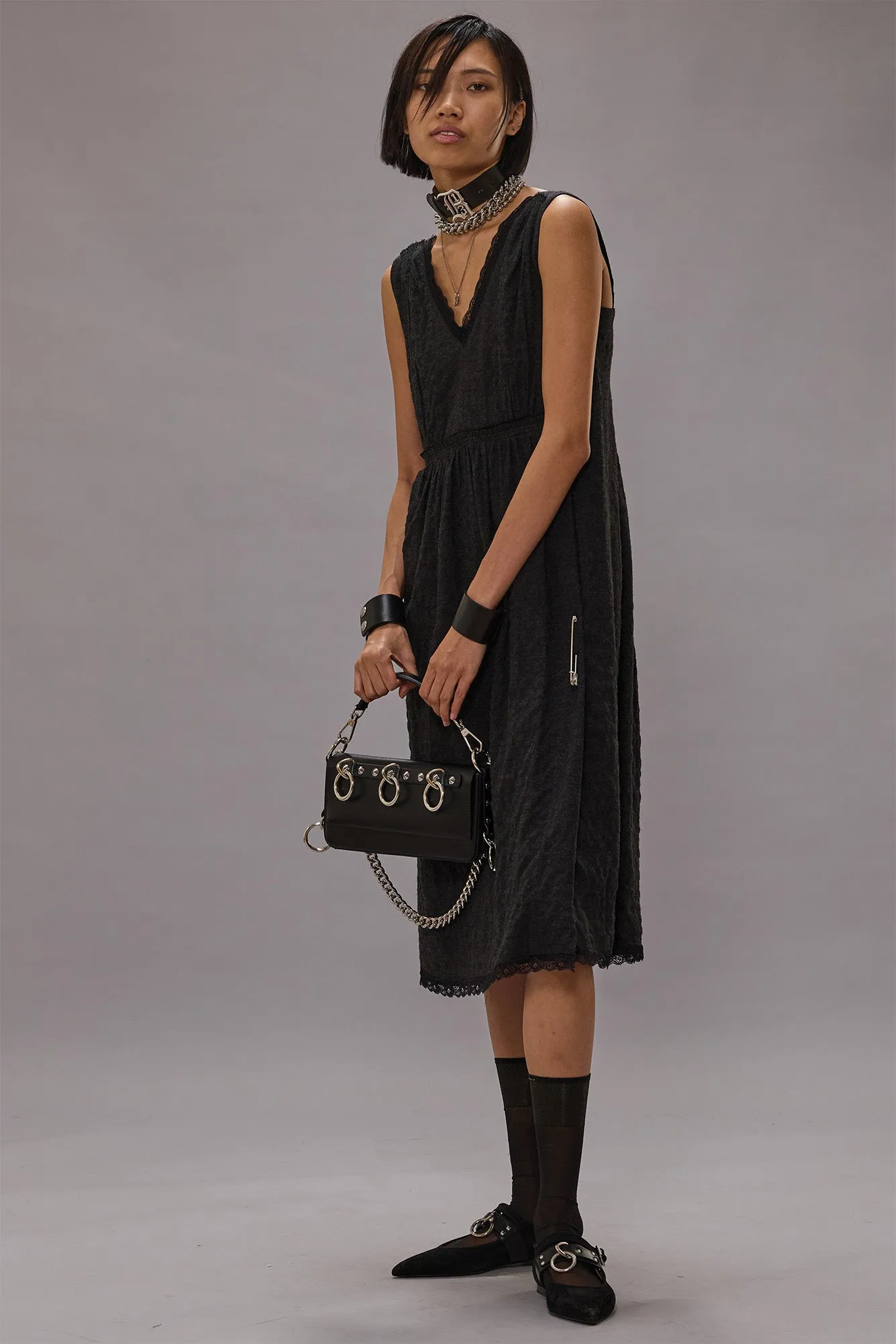 SLEEVELESS V-NECK MIDI - CHARCOAL sold by R13