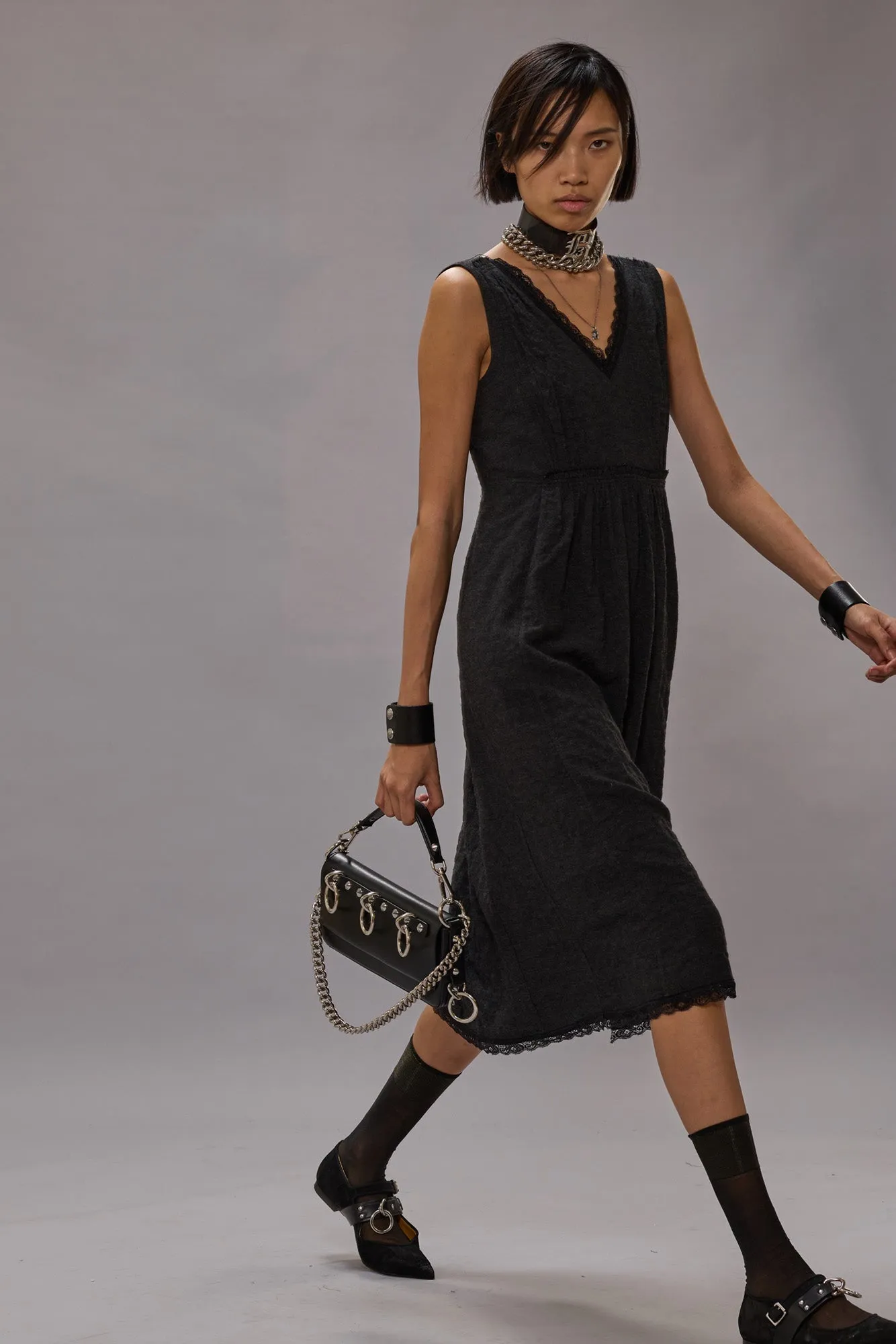 SLEEVELESS V-NECK MIDI - CHARCOAL sold by R13 product image thumbnail 2