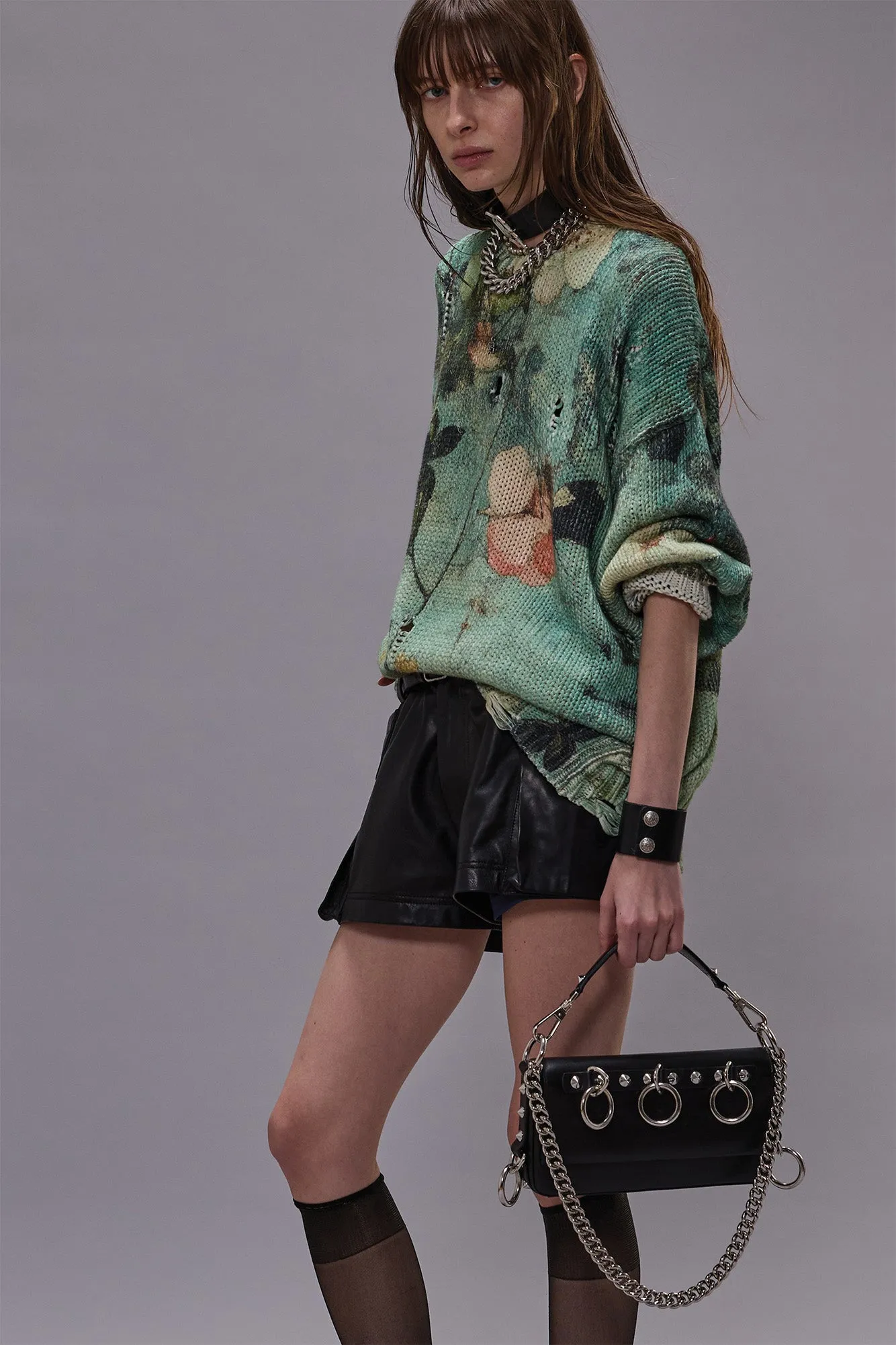 PRINTED OVERSIZED SWEATER - TURQUOISE FLORAL sold by R13