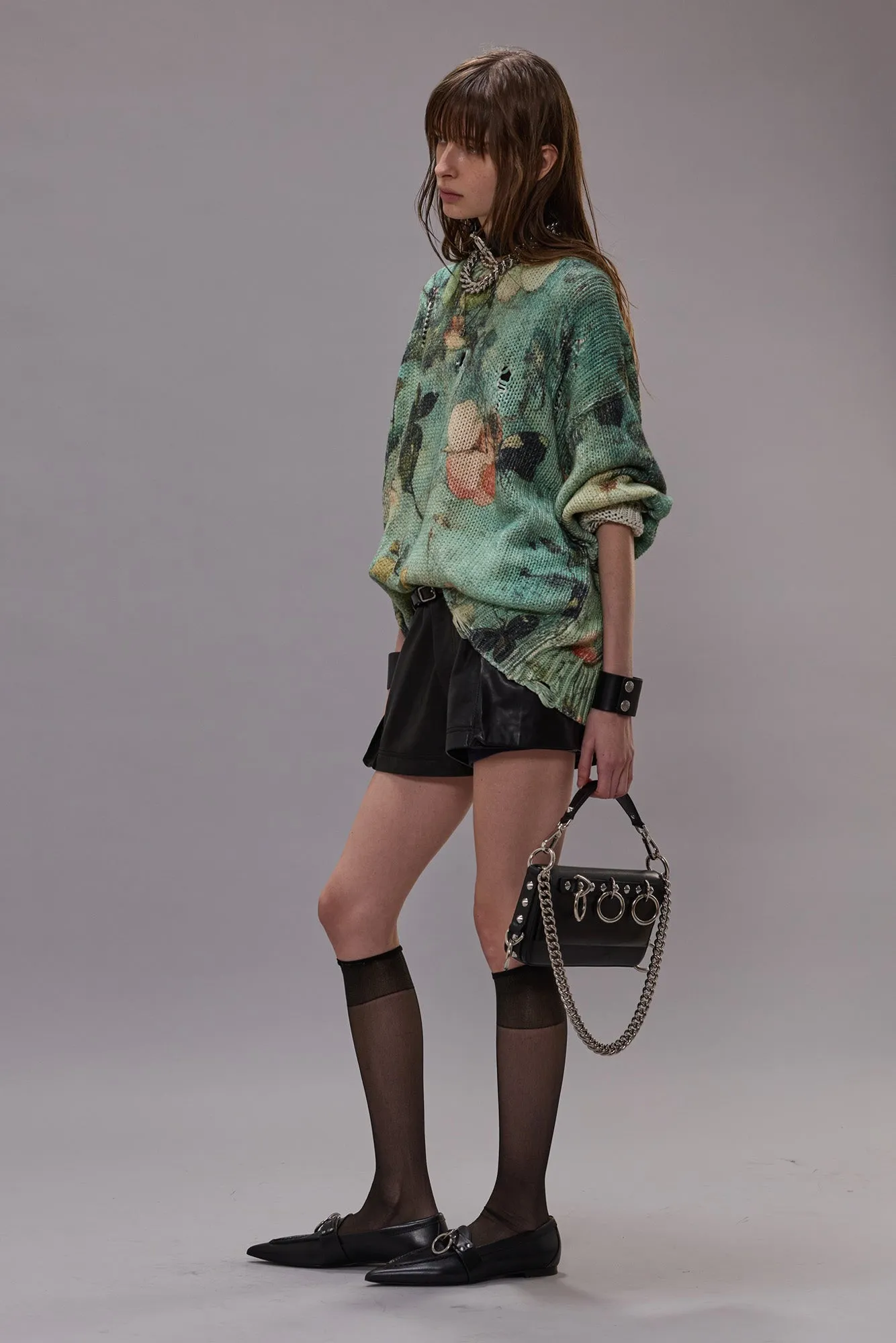 PRINTED OVERSIZED SWEATER - TURQUOISE FLORAL sold by R13 product image thumbnail 2