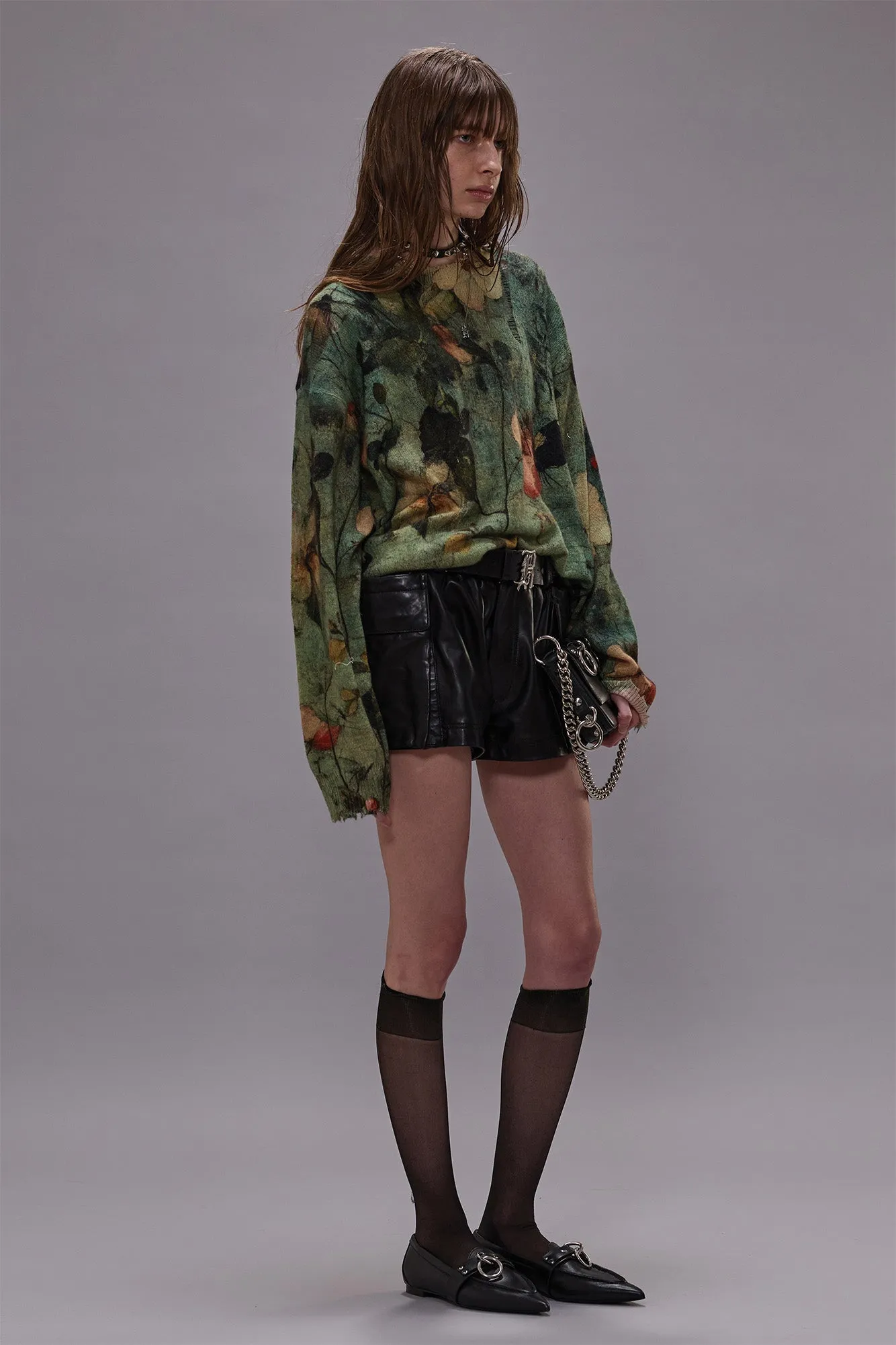 PRINTED BOYFRIEND SWEATER - TURQUOISE FLORAL sold by R13