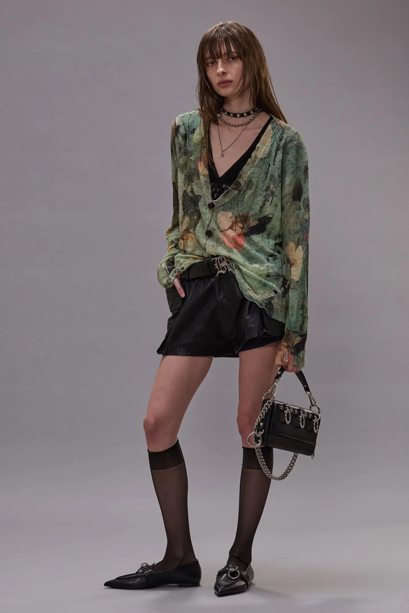 BOYFRIEND CARDIGAN - TURQUOISE FLORAL sold by R13 product image thumbnail 2