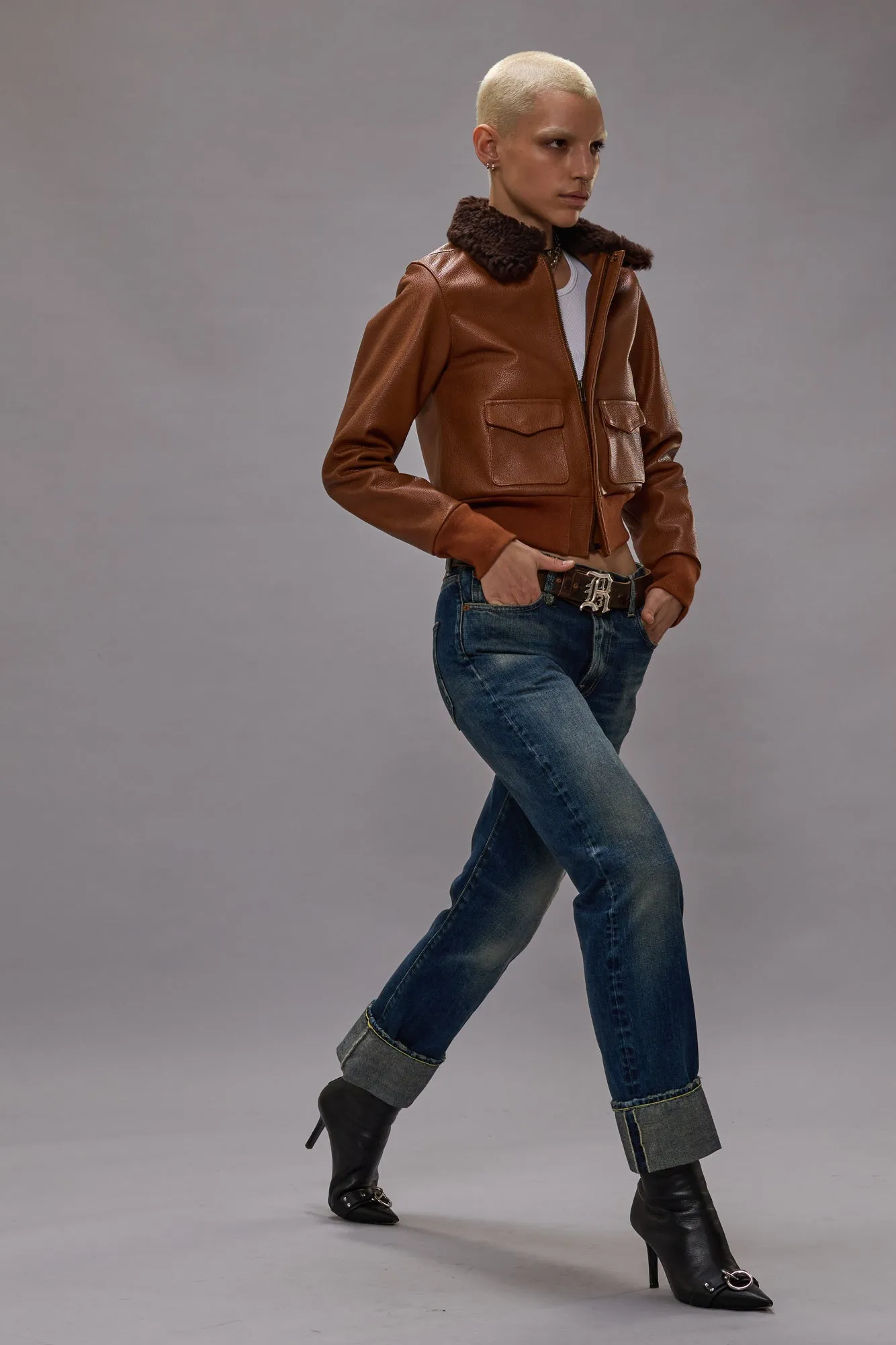 CUFFED ROMEO JEAN - ADELAIDE STRETCH SELVEDGE BLUE sold by R13 product image thumbnail 2