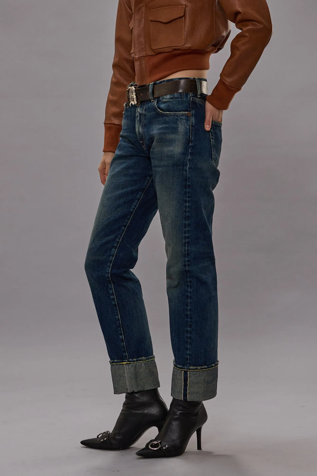 CUFFED ROMEO JEAN - ADELAIDE STRETCH SELVEDGE BLUE sold by R13 product image thumbnail 3