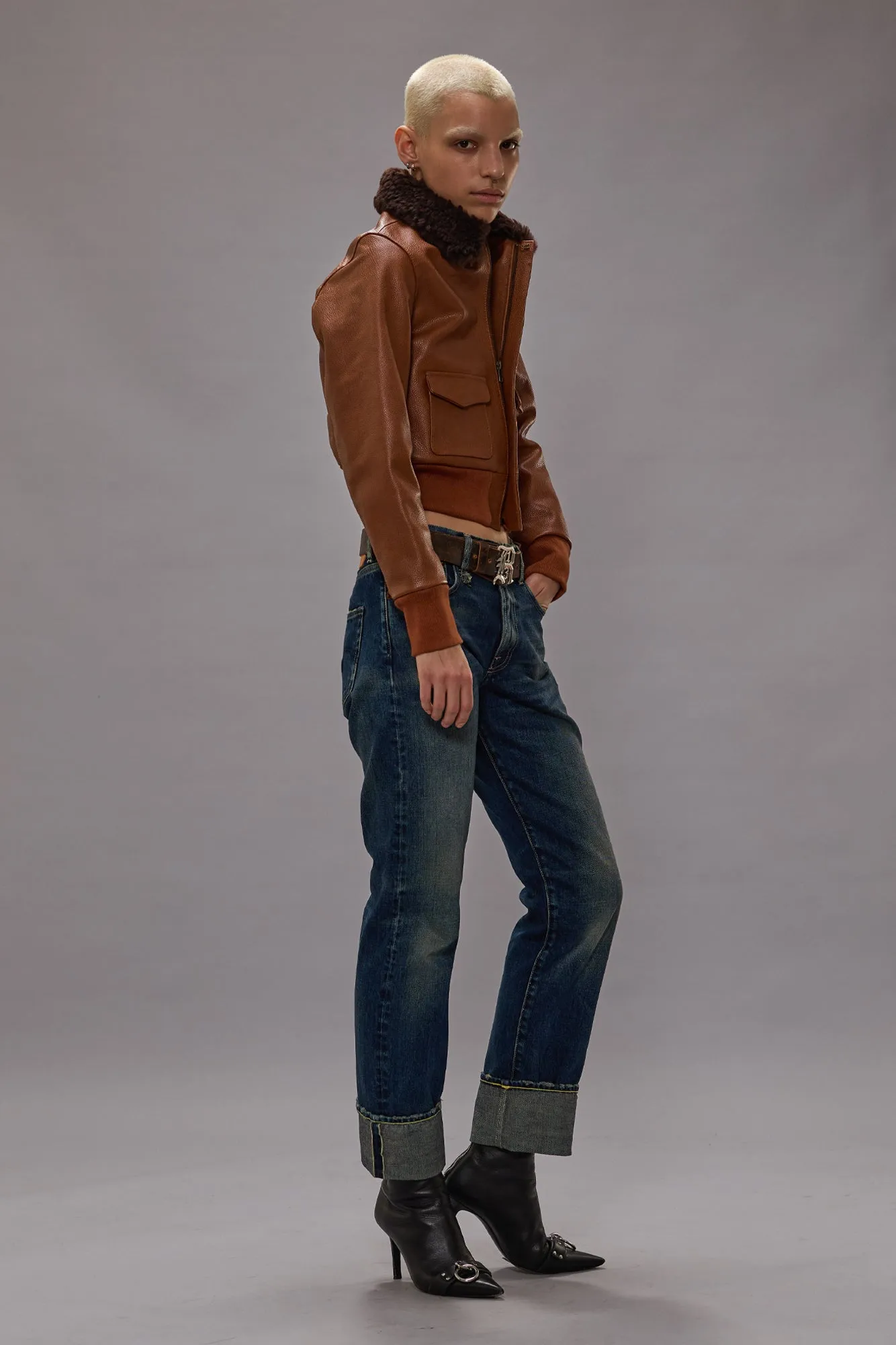 CUFFED ROMEO JEAN - ADELAIDE STRETCH SELVEDGE BLUE sold by R13