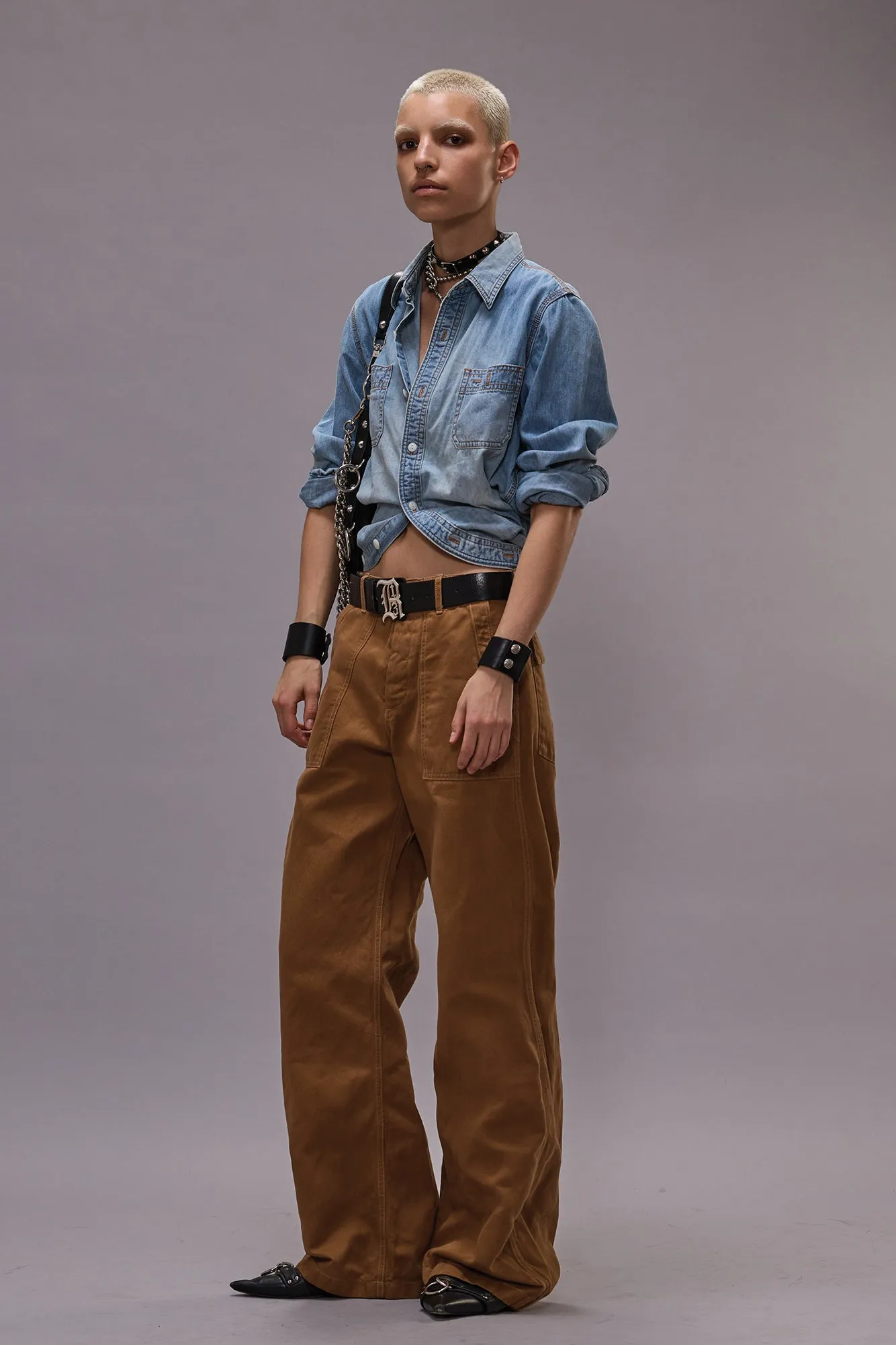WIDE LEG UTILITY PANT - LIGHT BROWN sold by R13