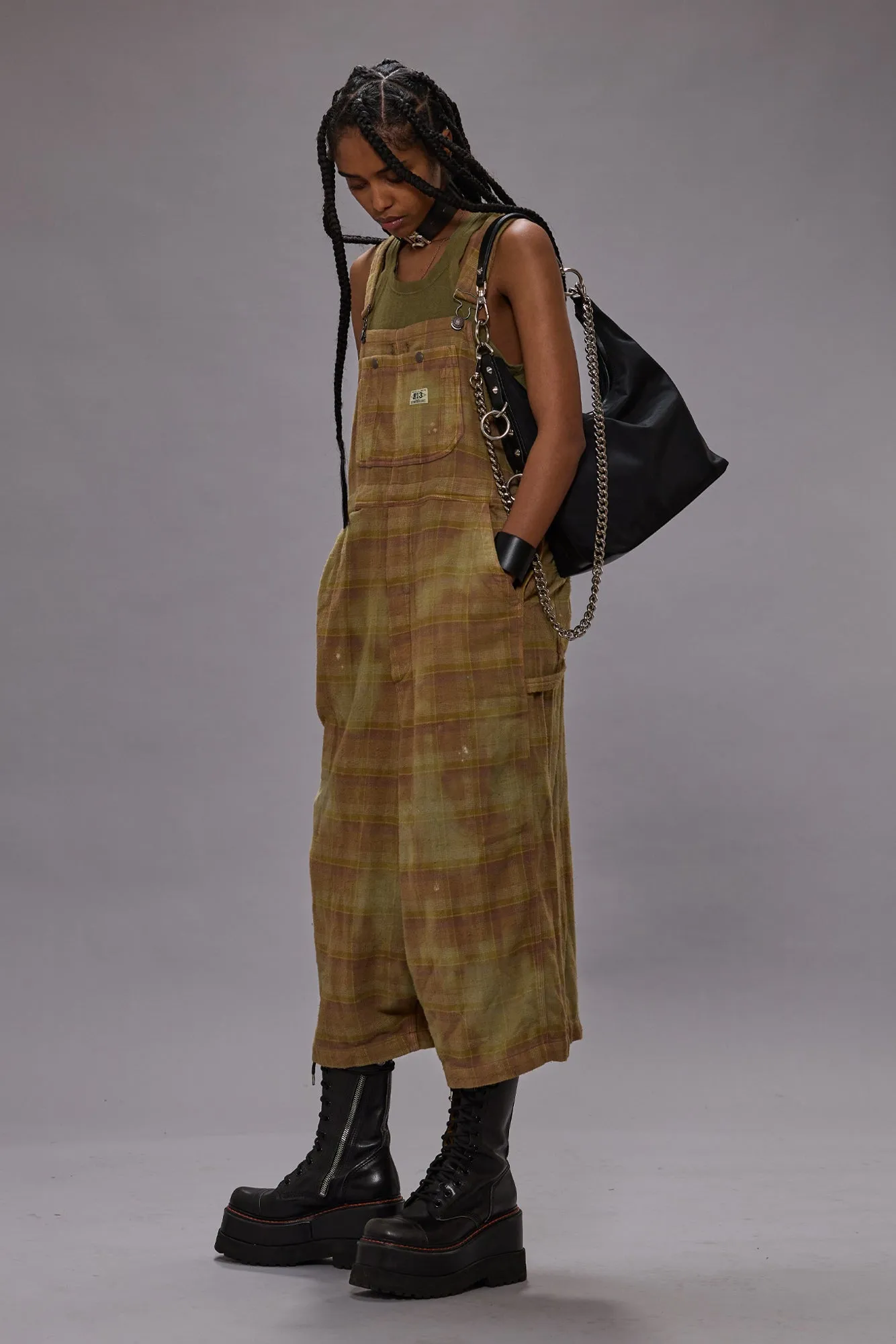 JUMBO OVERALL - OVERDYED KHAKI PLAID sold by R13
