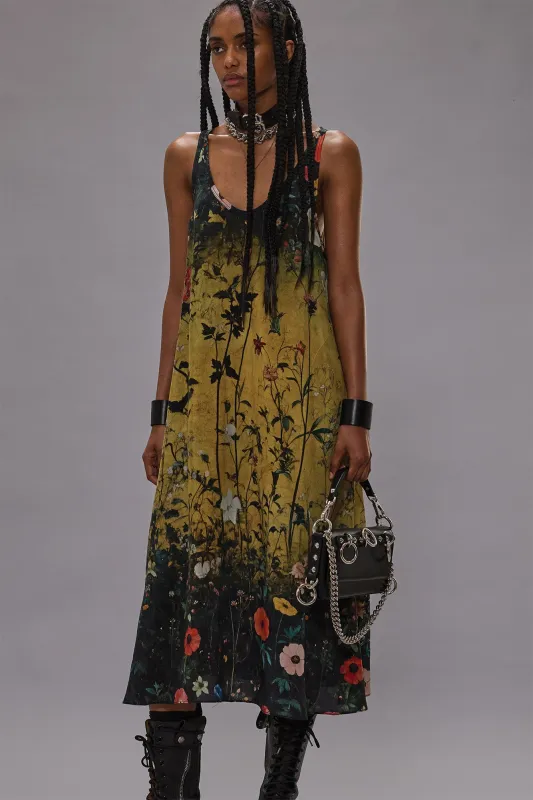 TANK DRESS - DIPPED BLACK KHAKI FLORAL sold by R13