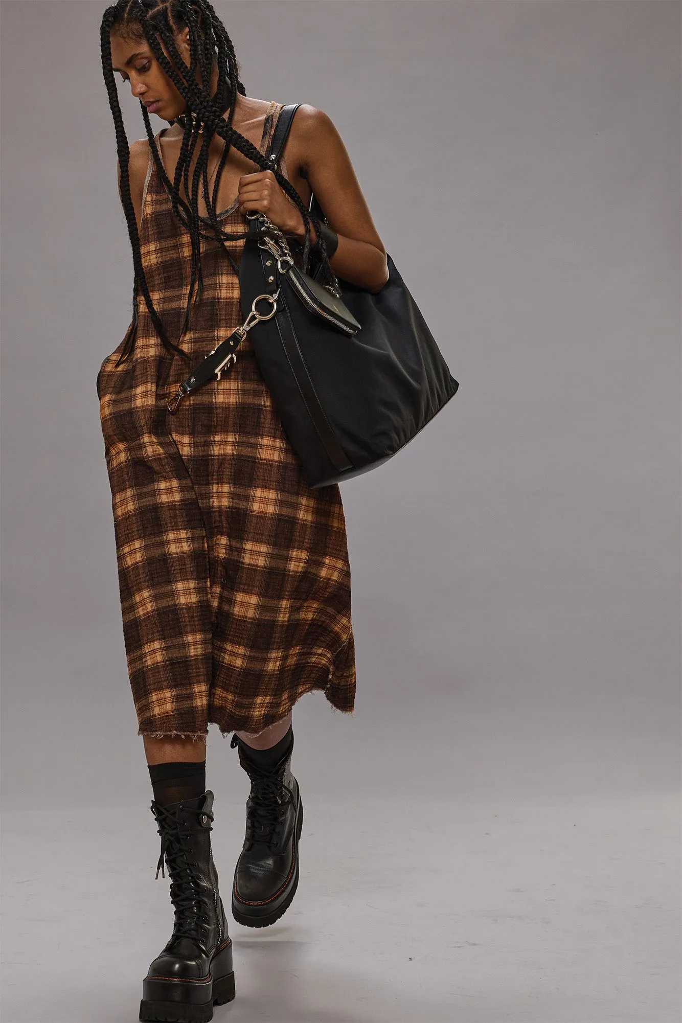 REVERSIBLE TANK DRESS - PLAID WITH KHAKI FLORAL sold by R13 product image thumbnail 2